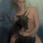 Alfredo ECHAZARRETA huile sur toile "Femme et chêvre" format : 95 x 78 cm