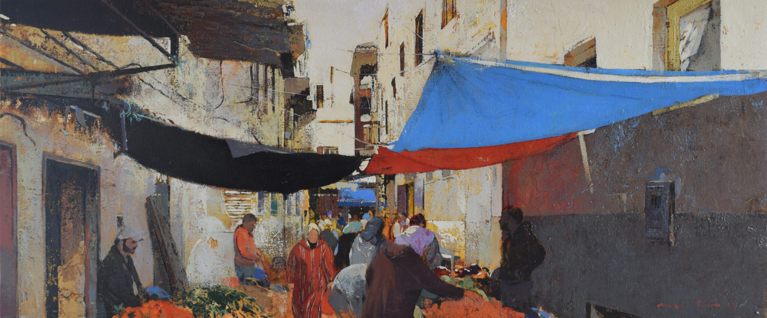 Mercat - huile sur toile - format : 55 x 130 cm - prix : 5.900 €