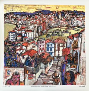 "Rencontre fortuite sur les hauts de Ziburu" estampe numérique - format 70 x 70 cm - prix : 390 €